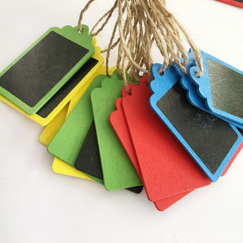 

Mixed10pcs Mini Colorful Wooden Hanging Blackboard with String Chalkboard Luggage Label Message Board Hang Tags Office Supplies