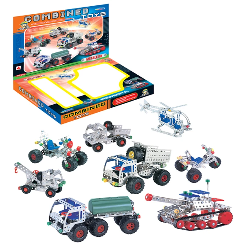 Toy Tank Helicopter Car DIY Assembly Metal Alloys Model Building Blocks