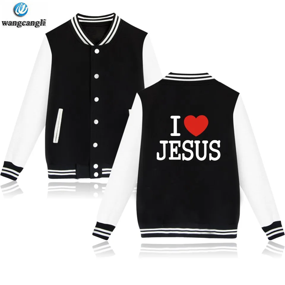 Buy Jesus Christ design baseball Jacket coat men/women I LOVE JESUS print