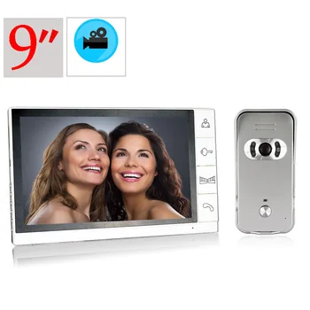 

SMTKEY Record wide view Video intercom 9inch video doorphone 700tvl color camera waterproof outdoor camera door phone system