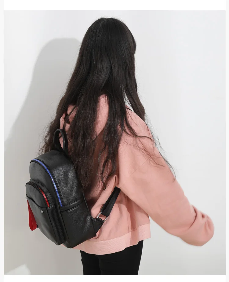 Женский кожаный рюкзак ручной работы для отдыха, мягкий рюкзак из натуральной кожи для девушек, высокое качество, большая дорожная сумка черного цвета