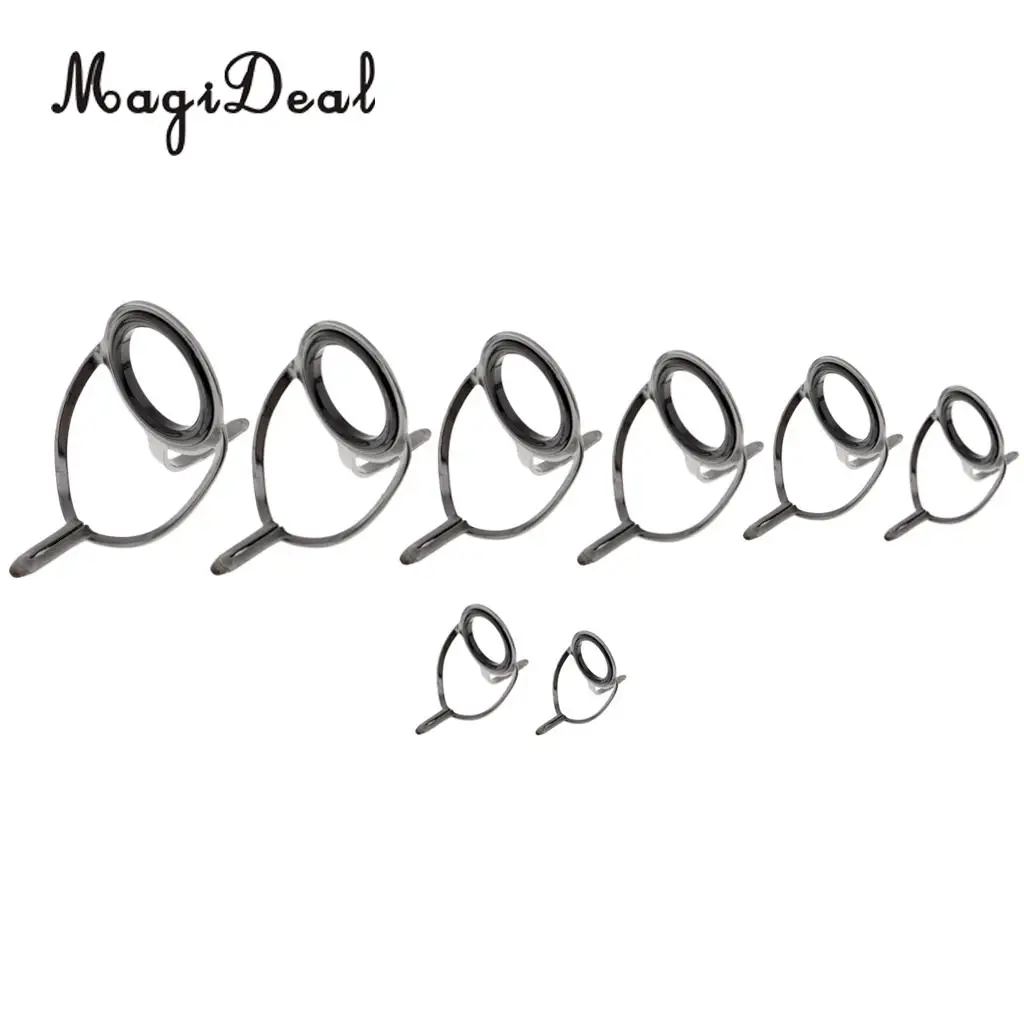 8pcs/set Fishing Rod Eye Ring 6# - 30# Double Leg Guides Line Rings for Spinning/Carp Rod