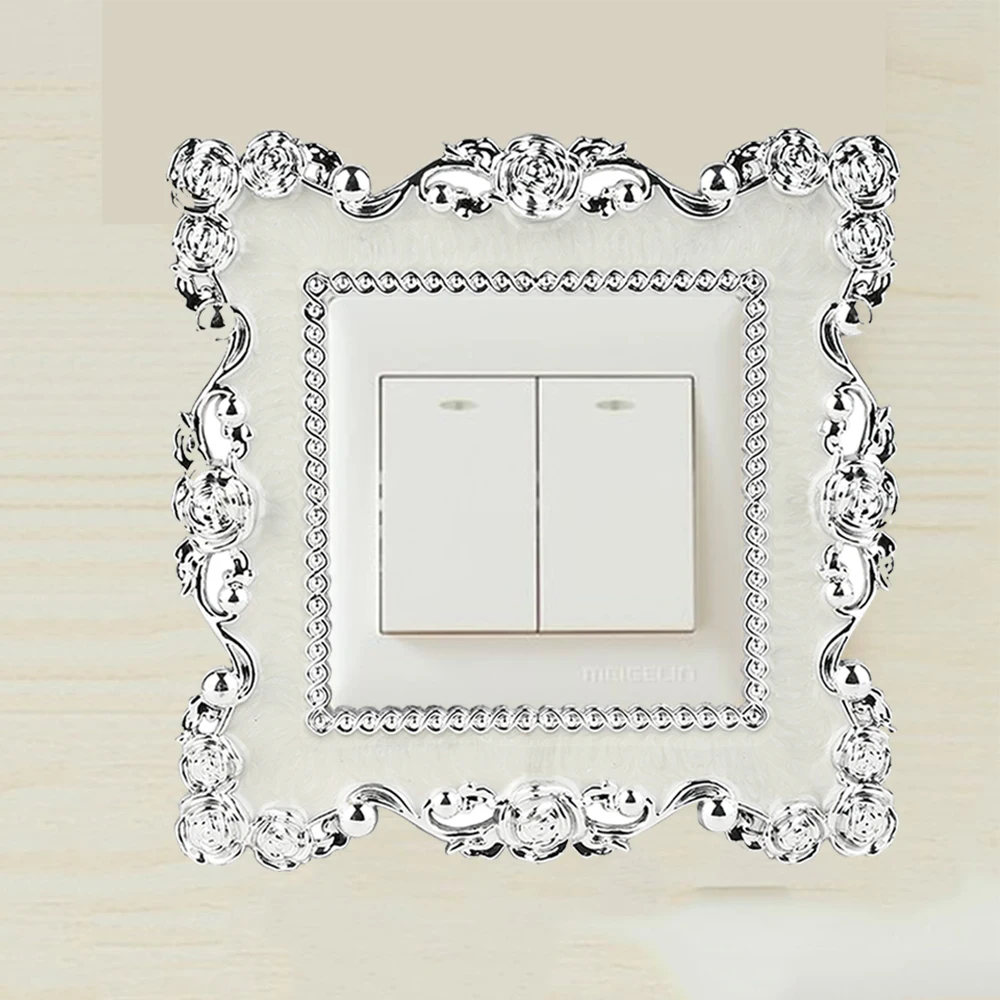 

New Fashion Resin Shining Single Light Switch Surround Socket Finger Plate Panel Cover Hot For Home Decoration Wall Sticker