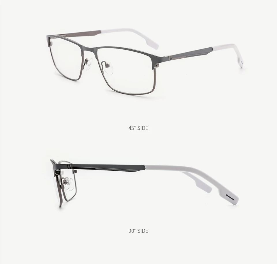 Металлические мужские оправы модные квадратные близорукие прозрачные серые очки мужские очки высокого качества#1212C4