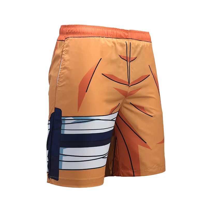 Летние пляжные шорты с 3D принтом аниме Наруто Акацуки Какаши повседневные короткие штаны с карманами для косплея, для бега, фитнеса - Цвет: Orange