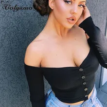 Colysmo, женские топы, трикотаж, сексуальная женская рубашка без бретелек, длинные рукава, с открытыми плечами, женские топы, женские осенние пуловеры, модные
