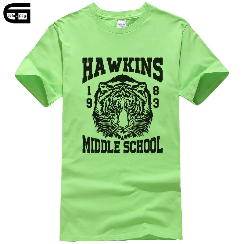 Летние Стильные футболки для мужчин Hawkins Middle School Tiger 1983, футболка с принтом, Повседневная футболка из хлопка T234