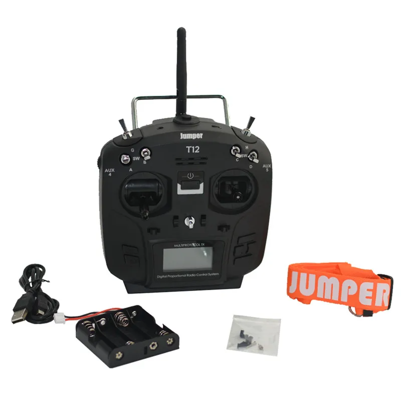 

Jumper T12 Plus Multi-protocol 12CH Transmitter Radio w/ JP4-in-1 RF Module Hall Sensor Gimbal Black