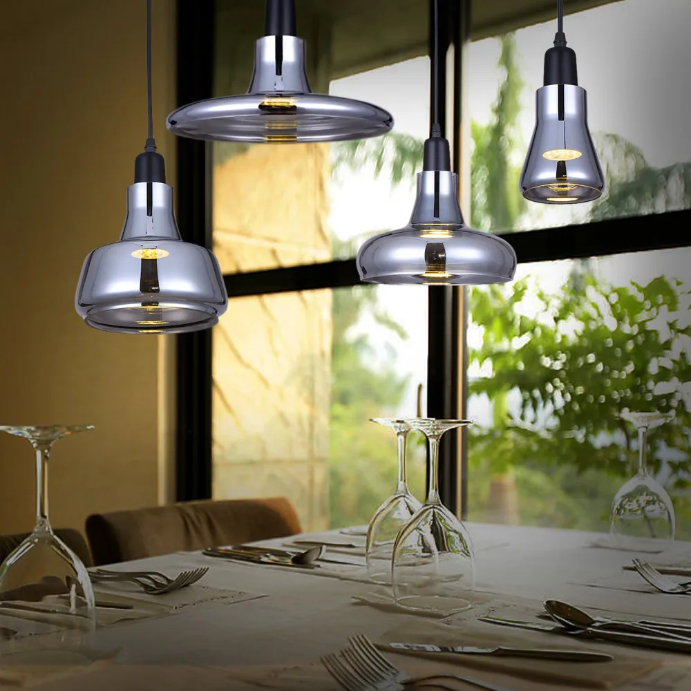 Buy Modern Gray Smoke Glass Pendant Light 110 240V E27