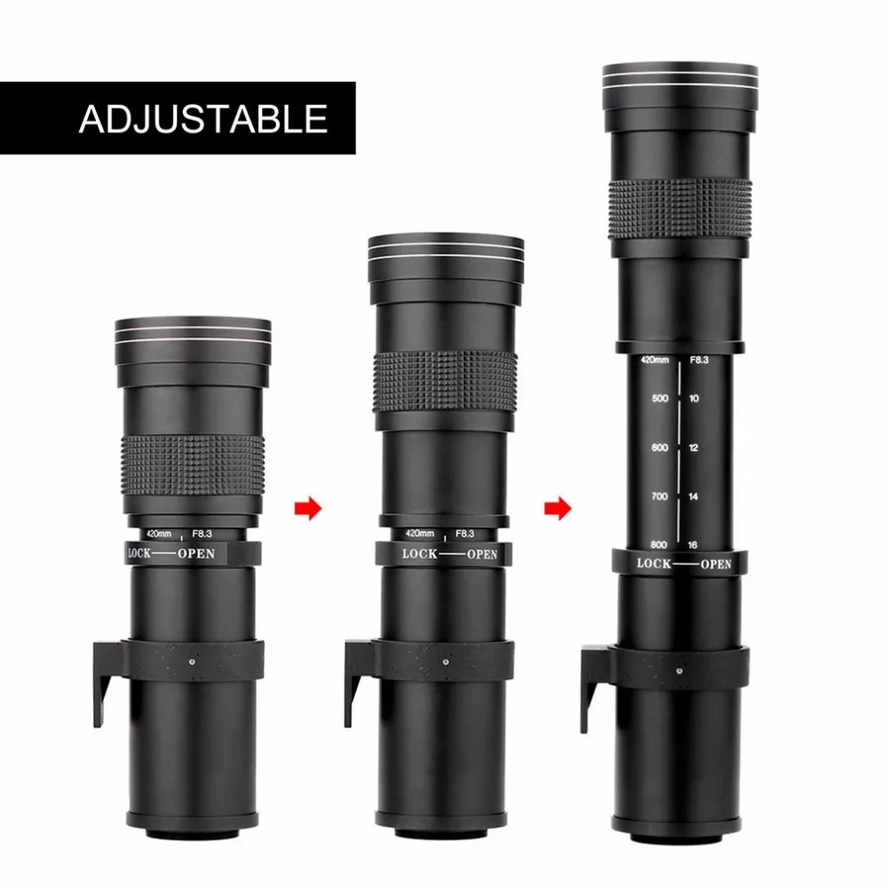 Телеобъектив 420 800 мм f/8 3 16 для Nikon DSLR T Mount Camera D7200 D5300 D5200 D3300 D3200 D3000 D7100 D7000|Объективы