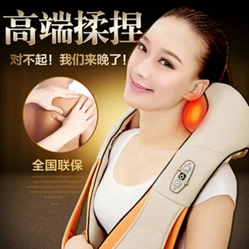 Multifunction health care car home pillow massager acupuncture kneading neck shoulder massager US EU UK plug