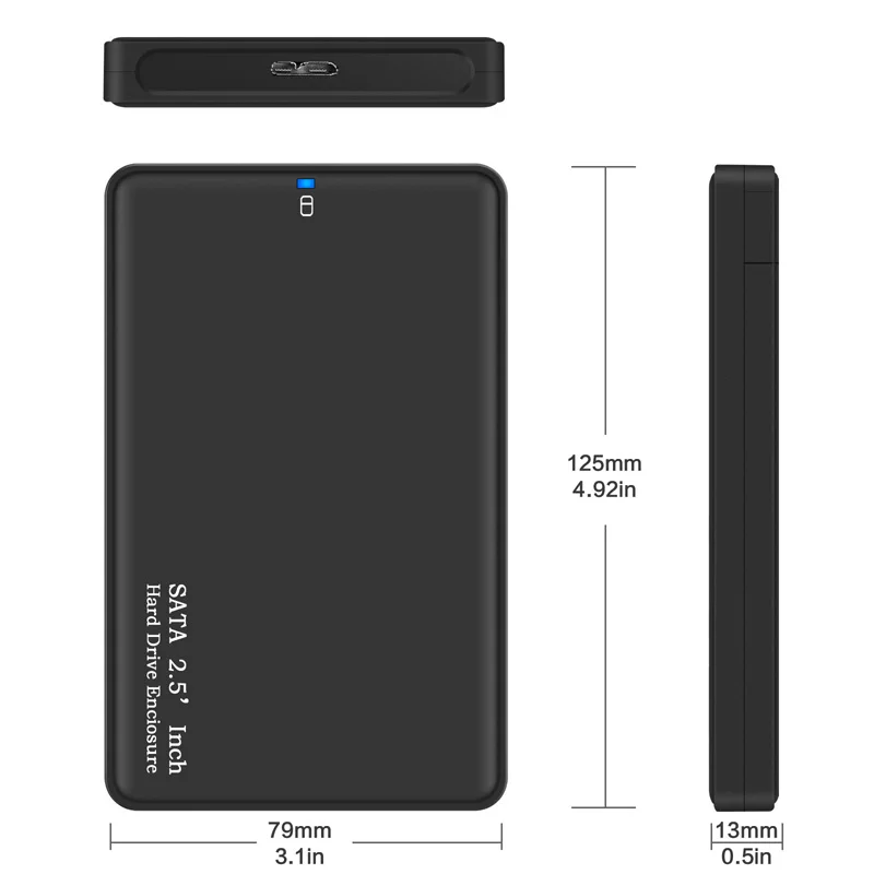 2.5inch USB 3.0 SATA Hd Box HDD Drive External HDD Enclosure Case Tool Free 5 Gbps Support UASP SSD/ 2TB Hard Disk