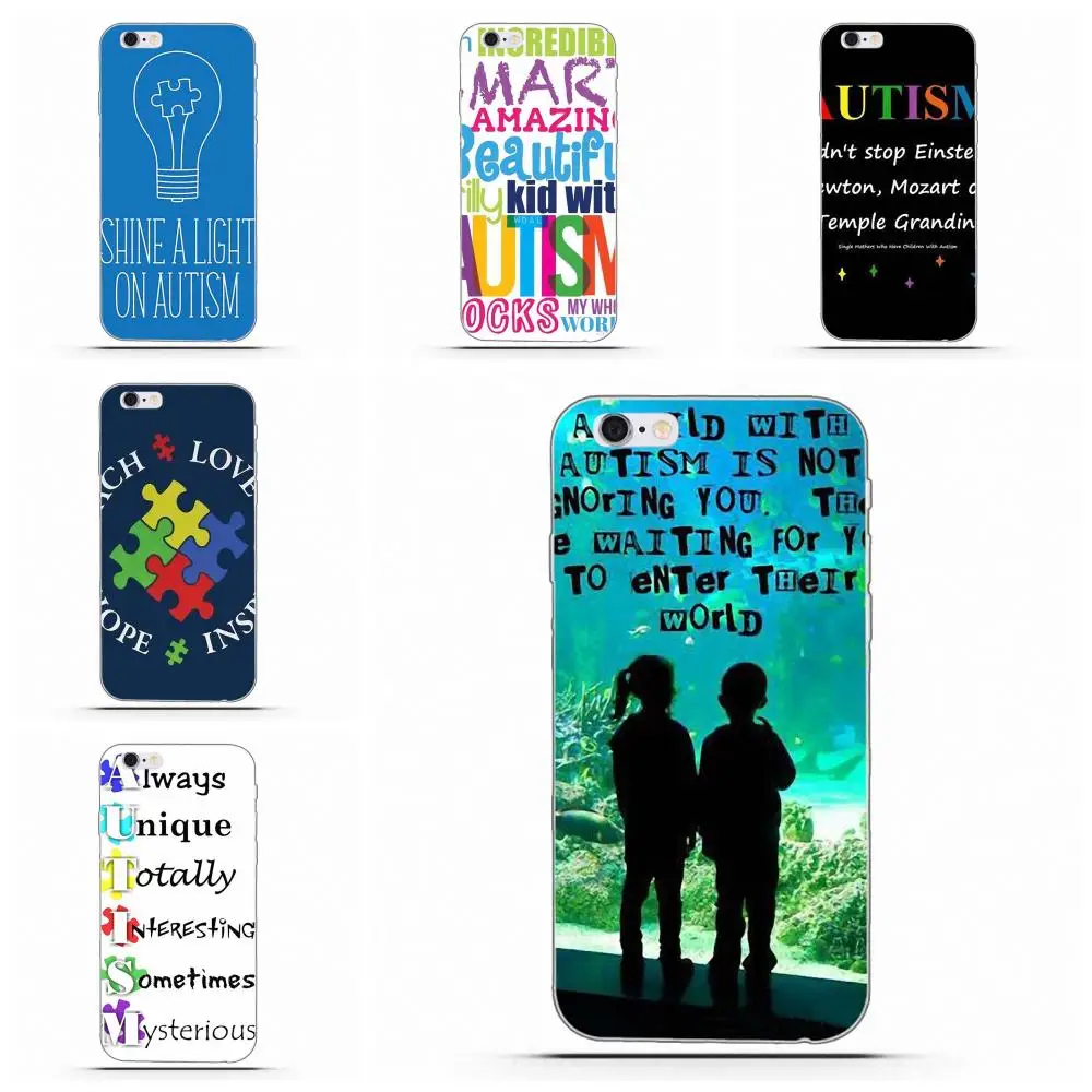 Wexoeq осведомленность об аутизме для Apple iPhone 4 4S 5 5C 5S SE 6 6S 7 8 Plus X мягкий Лидер