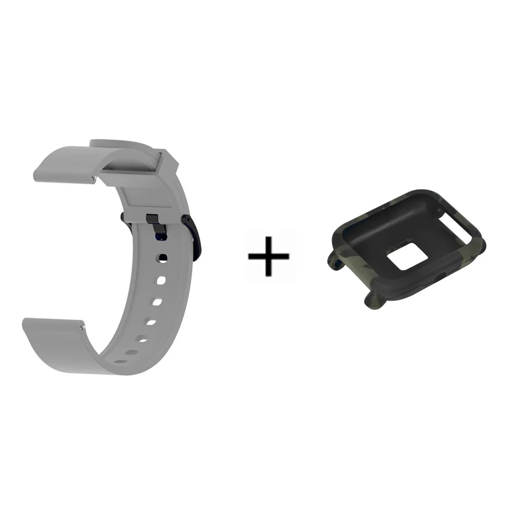 10 2в1 силиконовый спортивный ремешок для Xiaomi Huami Amazfit Bip Молодежные умные часы 20 мм сменный Браслет+ полный Чехол - Цвет: 10