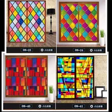 60X100 см Индивидуальная оконная пленка цветная Ретро Часовня цветная художественная Электростатическая Пленка стеклянная фольга оконная наклейка стеклянная дверь раздвижная