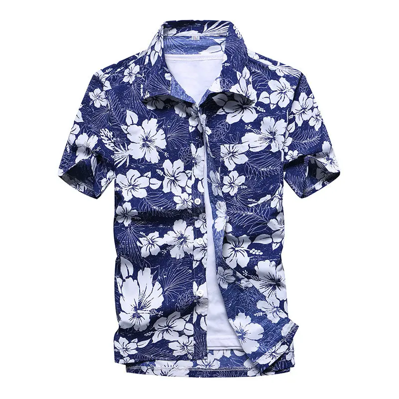Пляжные рубашки Летняя мода camisa masculina с принтом "кокосовое дерево" короткий рукав на пуговицах Гавайские мужские рубашки плюс размер - Цвет: Asian size