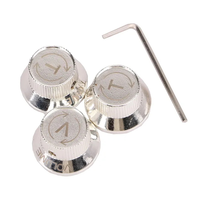 Homeland 4pcs Metal Bass Guitar Volume Tone Control Knobs Dome Knobs