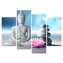 Оптическая декоративная картина дзен камень Будда холст настенное искусство голубое небо белый песок Будда художественное украшение большой стены для дома стены