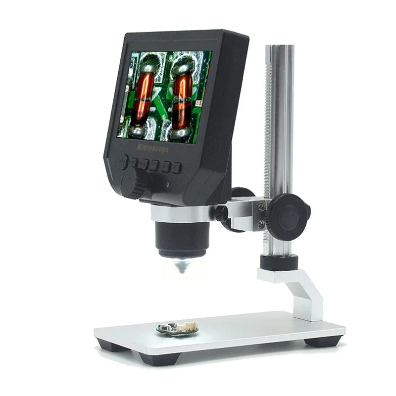 Электронный цифровой портативный 1-600X 3.6MP 4,3 дюймов HD OLED дисплей цифровой микроскоп непрерывная Лупа с подставкой из алюминиевого сплава