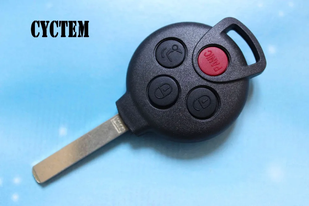 

CYCTEM Car Blank Key Cover 3+1 Buttons Remote Key Shell Fob Case Replacement Fit For Mercedes Benz Smart No Logo