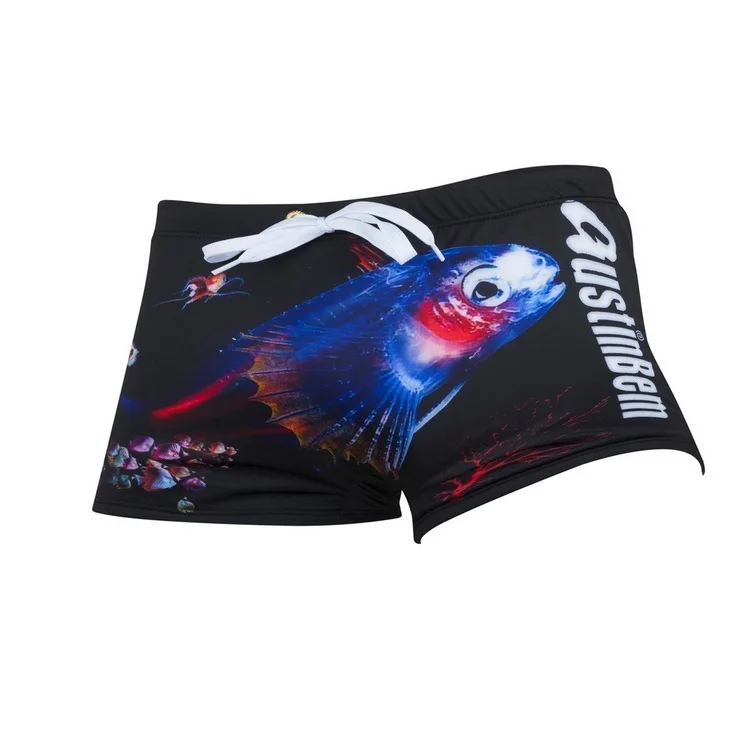 Плавательные мужские трусы с рисунком морских животных, плавки на завязках, эластичные быстросохнущие дышащие купальные костюмы, пляжная одежда синего цвета, размер XL - Цвет: MB-026-01