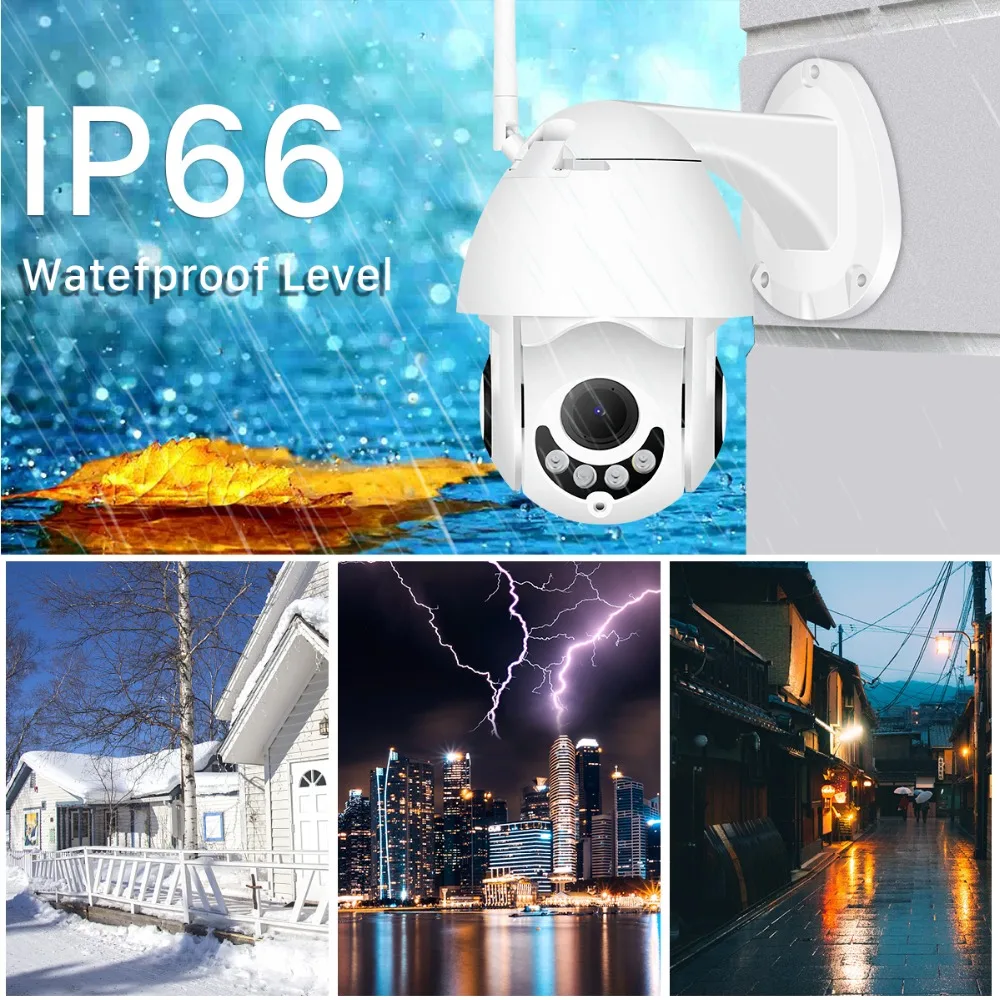IP Камера уличная беспроводная 1080P Wi Fi PTZ 5 кратный оптический зум ночное видение ИК