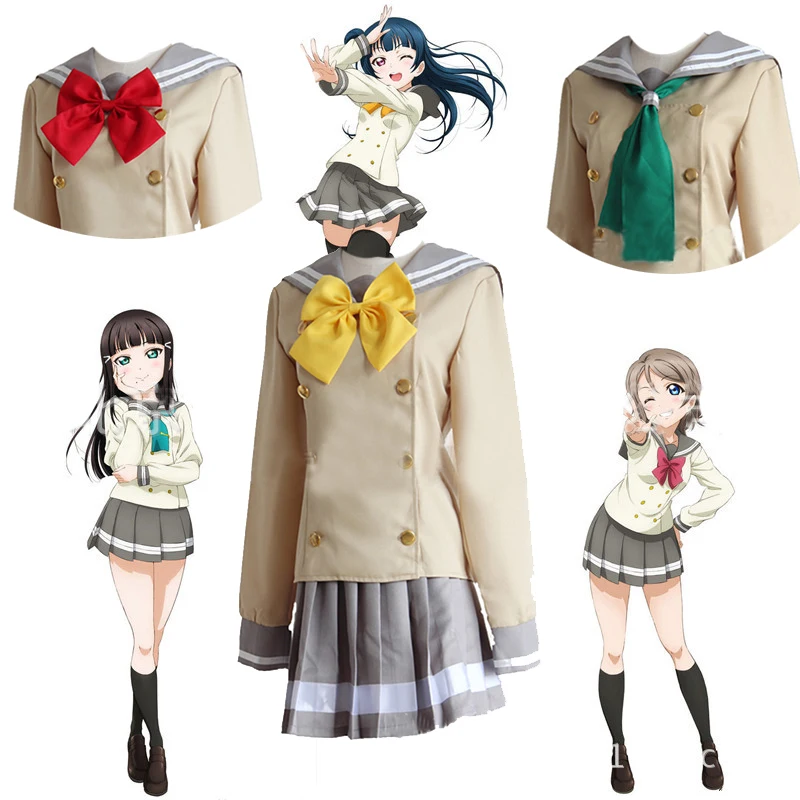 Косплей diy аниме Love Live Sunshine Cotume Aqours Takami Chika милый матросский костюм летняя