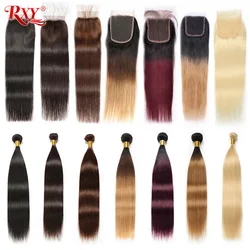 Blonde Bundles With Closure RXY Human Hair Straight Bundles With Closure 1B/2/4/27/99J/613# Ombre Bundles with Closure Non Remy Blonde Bundles With Closure RXY Human Hair Straight Bundles With Closure 1B/2/4/27/99J/613# Ombre Bundles with Closure Non Remy