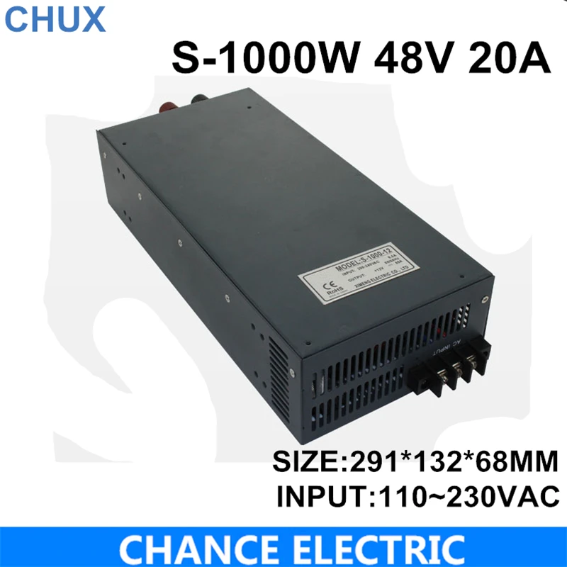 

CHUX LED Switching power supply 1000W 48V DC 21A 100~120V/200~240V AC input single output transformer SMPS