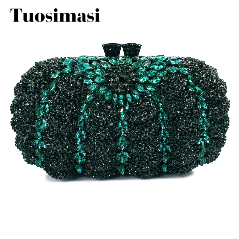 

Luxury Women Bridal Floral Wedding Crystal Clutch Evening Bags day clutch bag women chain handbags(8792A-GS)