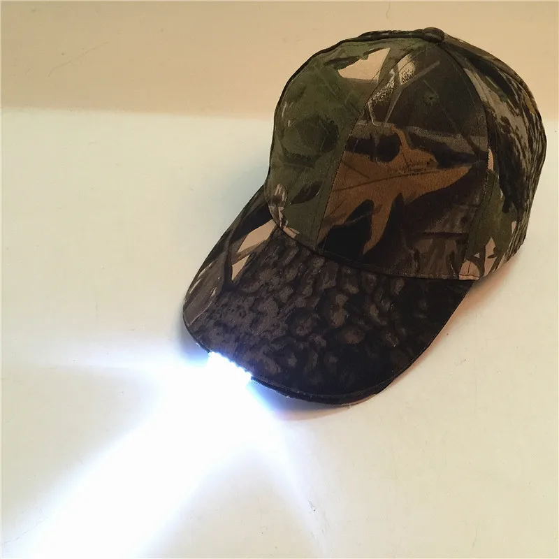 

Autumn And Winter Go Fishing Hat LED Lamp Caps Camouflage Hip Hop Hat Outdoors Lighting Mountaineering Duck Tongue Baseball Cap