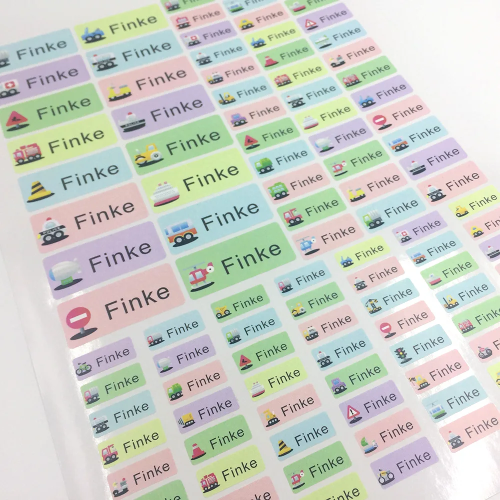 

108Pcs Cute Car Pattern Boy Name Stickers Personalized Sticker Customize Decal Waterproof Label School Stationery Tag Sticker