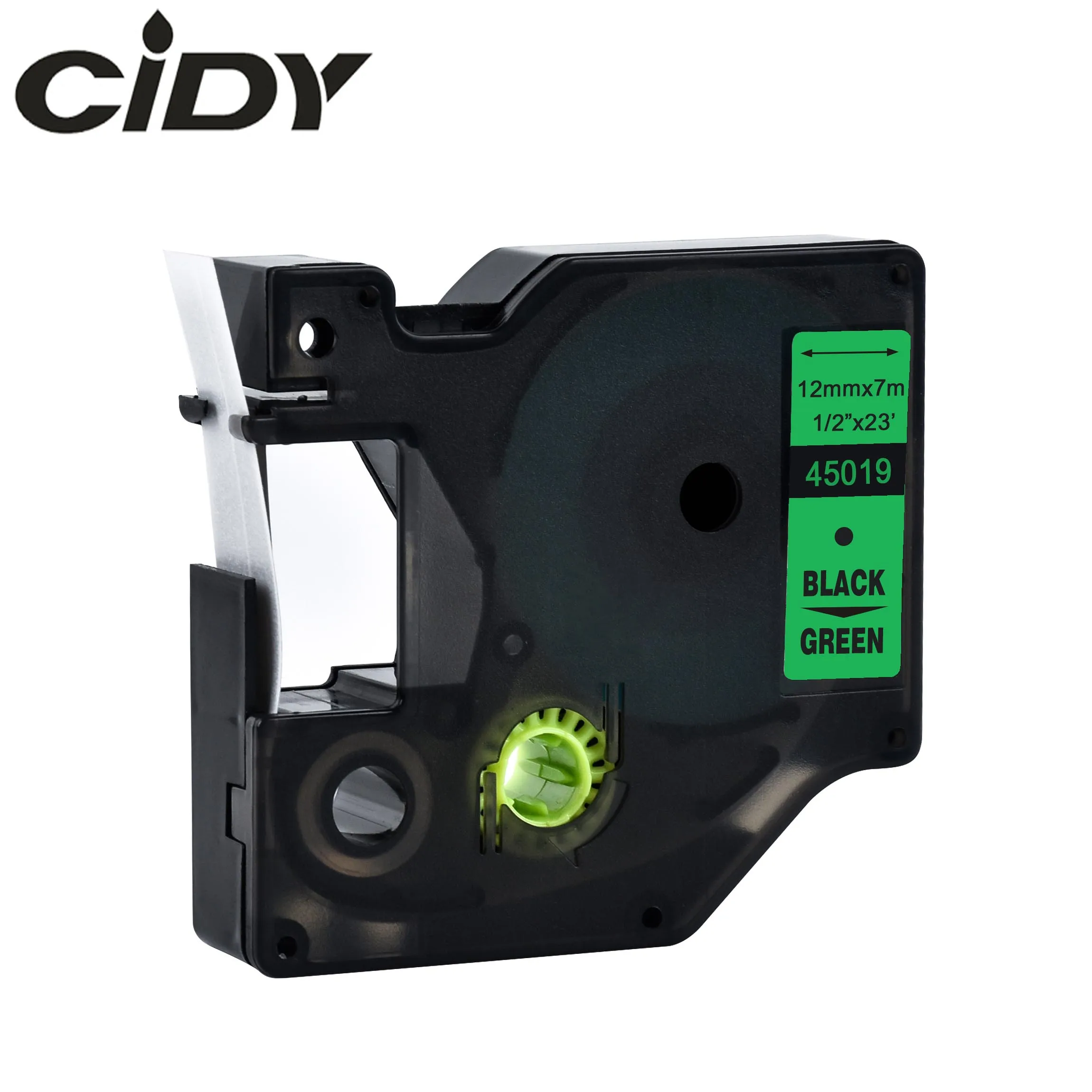 CIDY Dymo D1 45013 12mm Black on White compatible for DYMO D1 Label Tape 45018 45010 45021 for Label Manager Maker 210 450 LM160 - Цвет: 12mm black on green