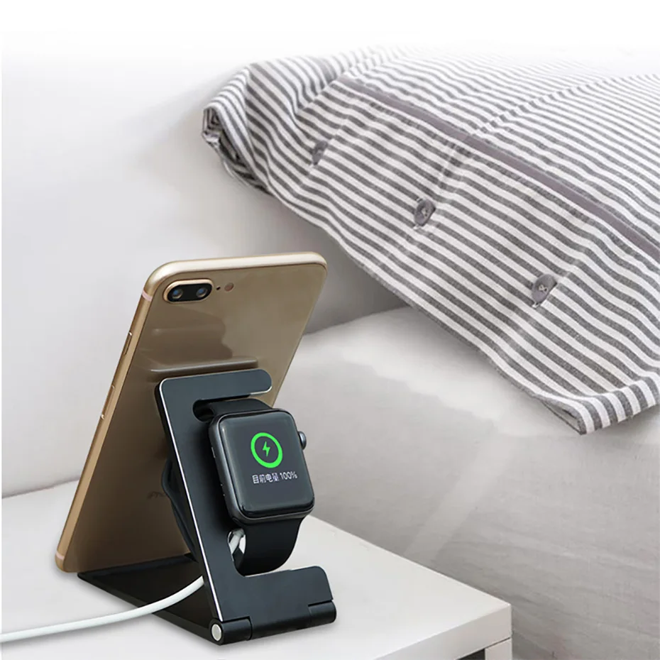 Universal Smartphone Stand Holder Angle Adjustable Charging Stand For Apple Watch 1 2 3 4 Foldable Aluminium Alloy Tablet Holder (12)