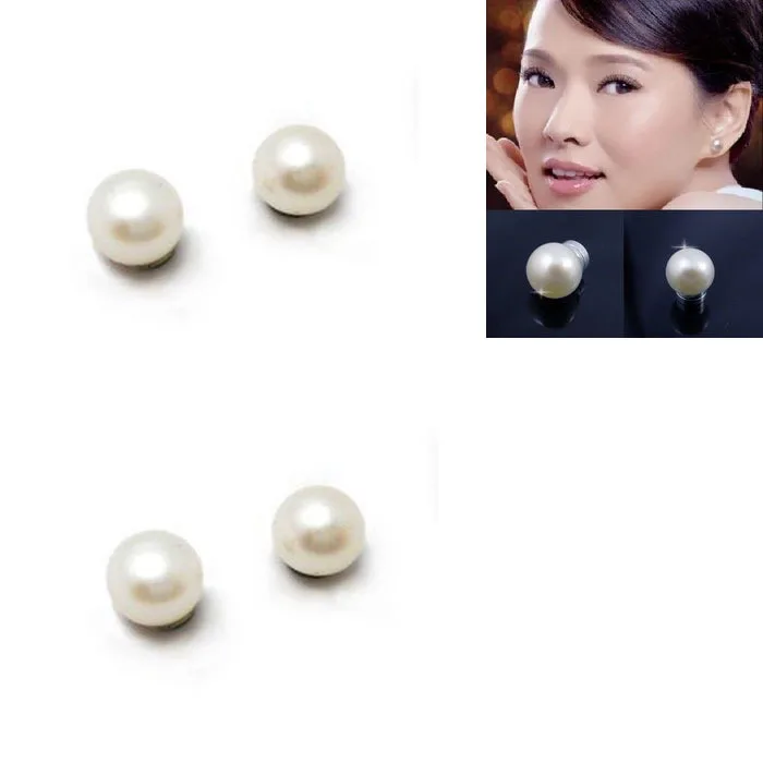 One Pair White Cream 6mm Round Faux Pearl Clip On Earrings Magnetic One Pair White Cream 6mm Round Faux Pearl Clip On Earrings Magnetic Stud No Pierced Magnet In From Jewelry