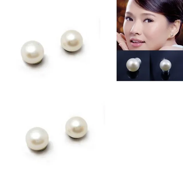 One Pair White Cream 6mm Round Faux Pearl Clip On Earrings Magnetic One Pair White Cream 6mm Round Faux Pearl Clip On Earrings Magnetic Stud No
