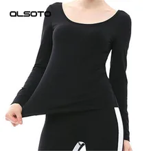 ALSOTO Женская одежда для йоги Топ осень сплошной цвет круглый средства ухода за кожей шеи с длинным рукавом высокое качество пикантная Женская
