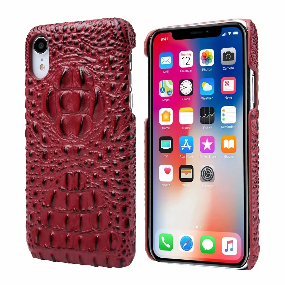 Роскошный 3D чехол для iPhone X из натуральной кожи с крокодиловой головкой чехлы Apple