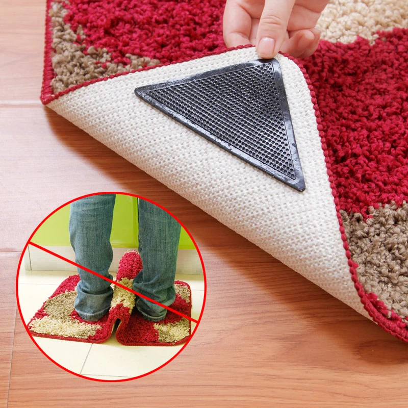 

4pcs Lot Carpet Mat Grippers Non Slip Mat Washable Silicone Carpet Sticky Pad Grippers No-Slip Pad Bathroom Kitchen Reusable