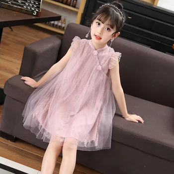 

Girls Dresses for Baby Kids Clothes Cute Cheongsam Chiffon Dress Toddler Party Lace Princess Dress Summer Clothes 8 10 12 Years
