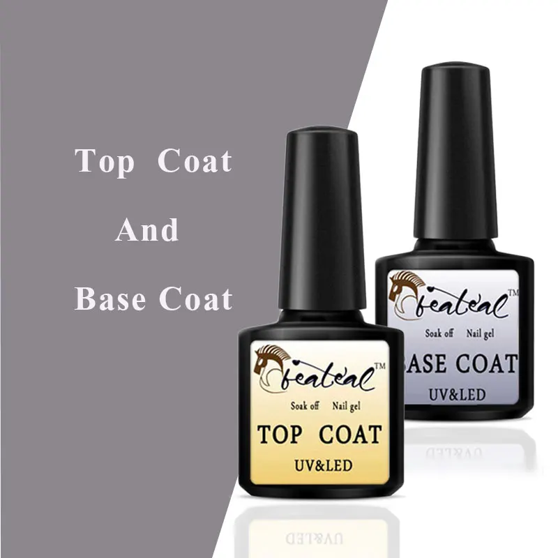 

Beateal 8ml Rubber Base Coat and Top Coat Gel Varnish Prime No-Wipe Top For Nails Semi Permanant UV Gellak Nail Art Design