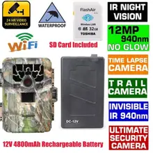 Blueskysea SG-880V Hunting Camera 1080P 12MP 940NM Night Vision Infrared IR Trail Scouting Camera+32GB Wifi Card+4800mAh Battery