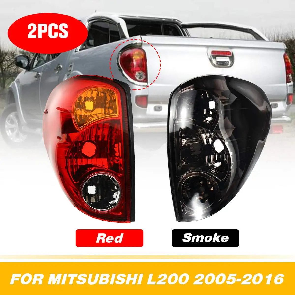 

for Mitsubishi L200 Triton Colt 2005-2016 Pickup 1 Pair Car Smoke Taillights Rear Lamp Tail Lights Brake With Wire Replacement