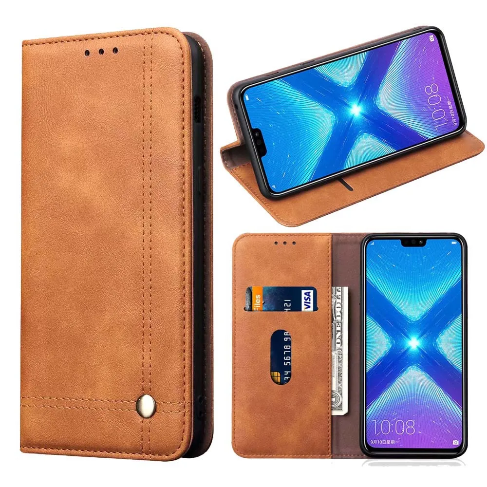 Роскошный чехол книжка s для huawei Honor 8X кожаный с магнитным бумажником телефона