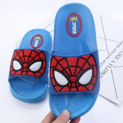 2019 летние мальчики тапочки для детей ПВХ резиновая с изображением Человека-паука детские домашние сандалии тапочки для душа Мягкая обувь