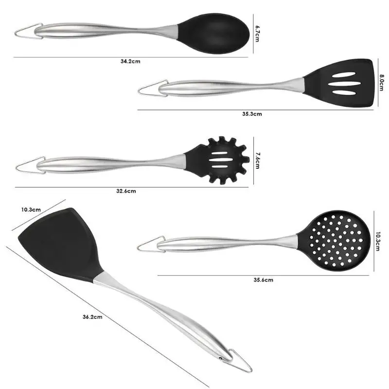 Multifunction Kitchenware Stainless Steel Handle Silicone Kitchenware Spatula Spoon Cooking Utensils Cookware Sets