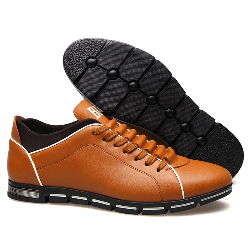 LAKESHI Big Size 38-48 Men Casual Shoes Fashion Leather Shoes for Men Summer Men's Flat Shoes Dropshipping