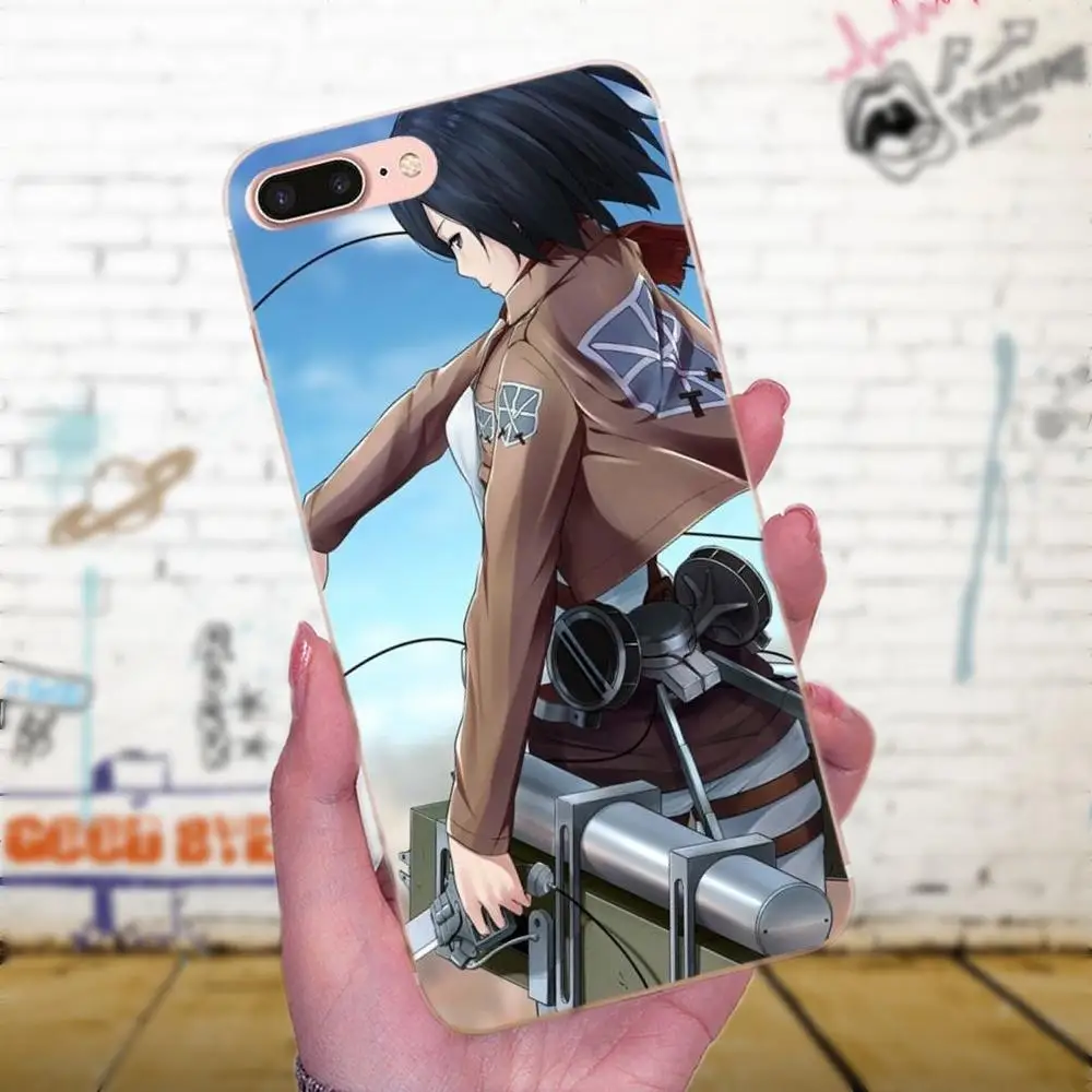 Чехол для телефона прозрачный мягкий аниме Атака Титанов Eren Levi Mikasa Xiaomi Redmi Note 2 3 3S 4