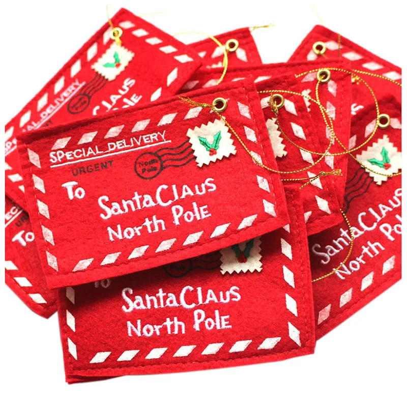 

HOT SALE 10pcs Christmas decoration For Home Envelope Christmas Cards Candy Bag Decorations lovely cute tree hanging