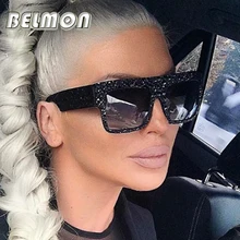 Модные солнцезащитные очки для женщин и мужчин, негабаритные солнцезащитные очки с бриллиантами, женские роскошные брендовые дизайнерские очки для женщин и мужчин, Oculos de RS163